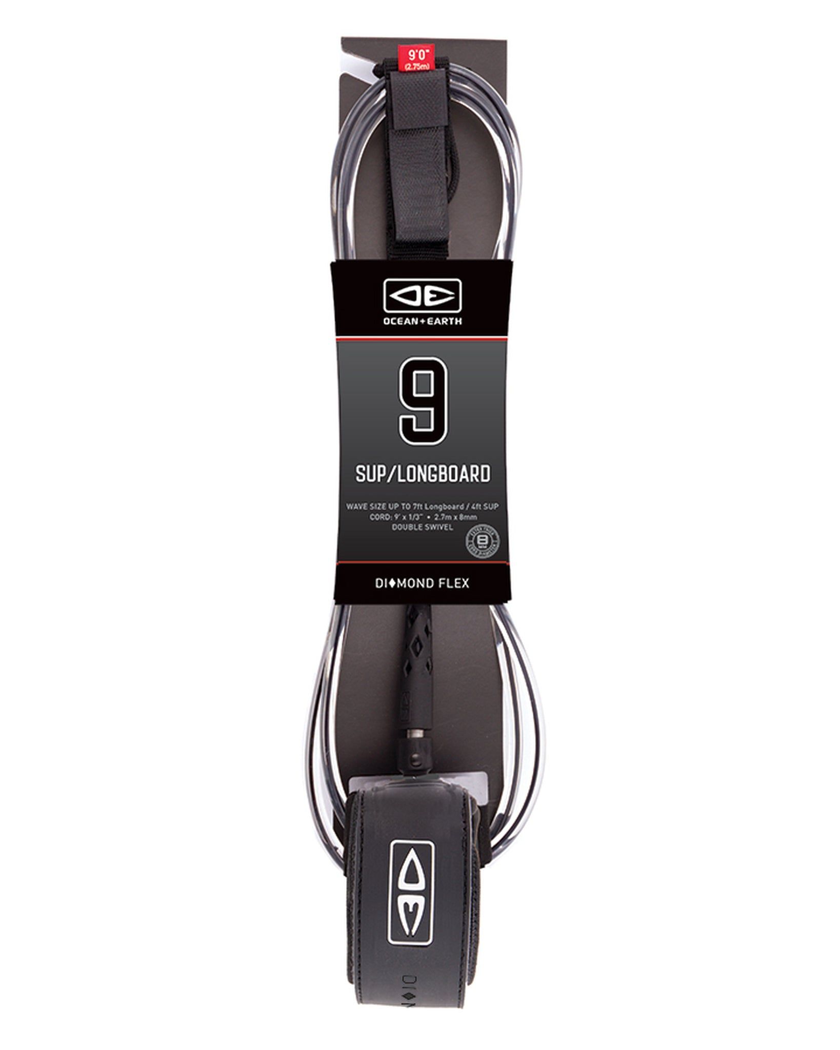 Ocean & Earth 9ft Diamond Flex Straight SUP / Longboard Ankle Leash