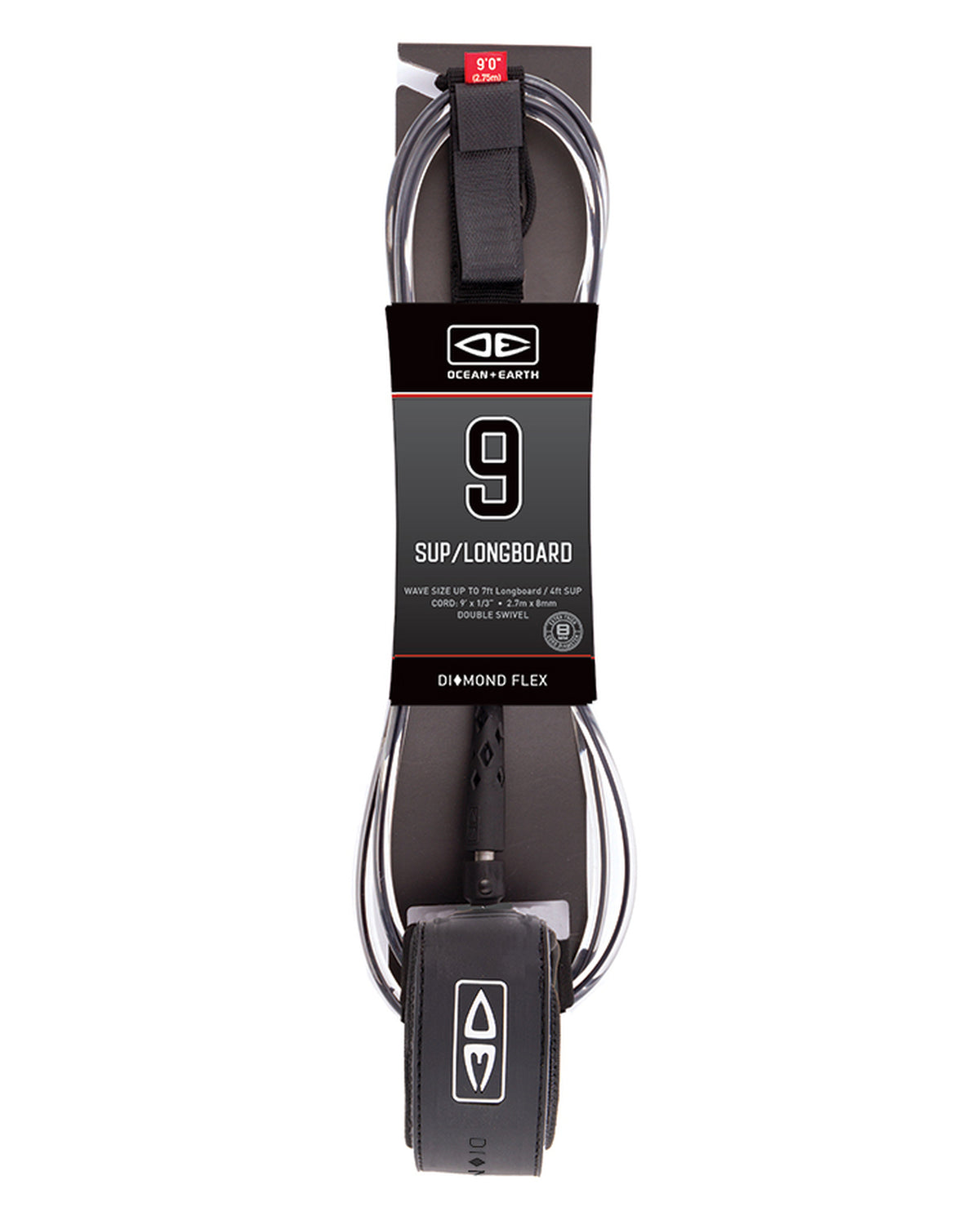 Ocean & Earth 9ft Diamond Flex Straight SUP / Longboard Ankle Leash