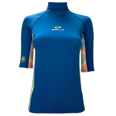 Sola Ladies Short Sleeve Rash Vest - Blue/Tiedye